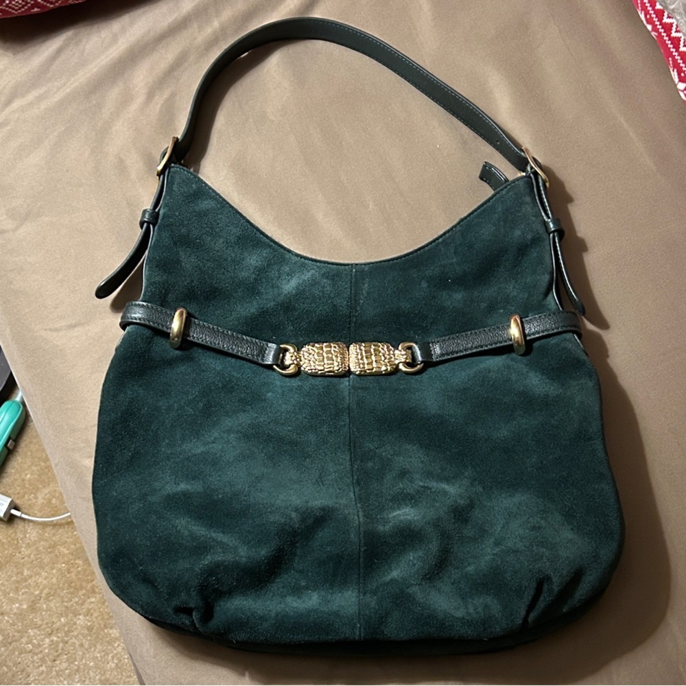 Talbots Dark Green Suede Hobo Bag